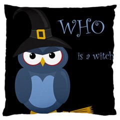 Halloween Witch - Blue Owl Large Cushion Case (one Side) by Valentinaart