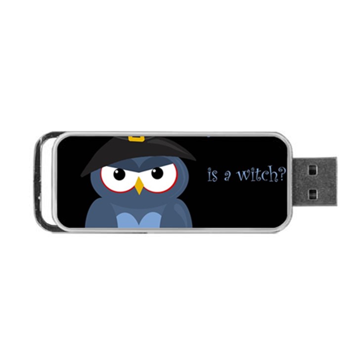 Halloween witch - blue owl Portable USB Flash (Two Sides)