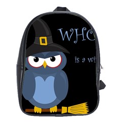 Halloween Witch - Blue Owl School Bags (xl)  by Valentinaart