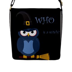 Halloween Witch - Blue Owl Flap Messenger Bag (l)  by Valentinaart