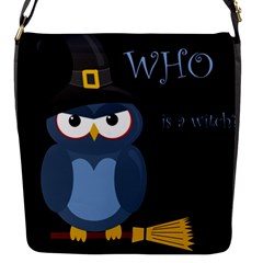 Halloween Witch - Blue Owl Flap Messenger Bag (s) by Valentinaart