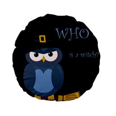 Halloween Witch - Blue Owl Standard 15  Premium Flano Round Cushions by Valentinaart