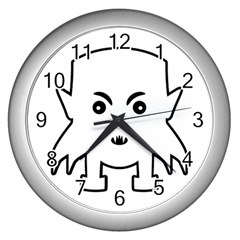 Petit Vampire Cartoon Illustration Wall Clocks (silver)  by dflcprints