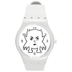 Petit Vampire Cartoon Illustration Round Plastic Sport Watch (m) by dflcprints