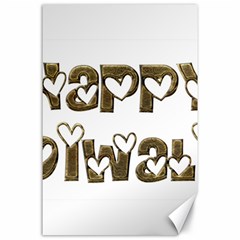 Happy Diwali Greeting Cute Hearts Typography Festival Of Lights Celebration Canvas 24  X 36  by yoursparklingshop