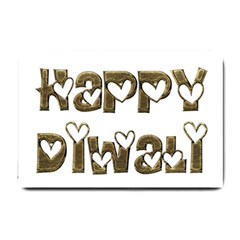 Happy Diwali Greeting Cute Hearts Typography Festival Of Lights Celebration Small Doormat  by yoursparklingshop