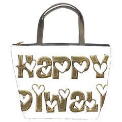 Happy Diwali Greeting Cute Hearts Typography Festival Of Lights Celebration Bucket Bags by yoursparklingshop