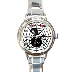 Halloween Cute Spider Round Italian Charm Watch by Valentinaart