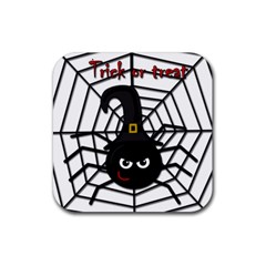 Halloween Cute Spider Rubber Coaster (square)  by Valentinaart