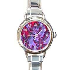 Freaky Friday Red  Lilac Round Italian Charm Watch by Fractalworld