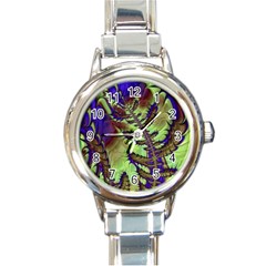 Freaky Friday, Blue Green Round Italian Charm Watch by Fractalworld