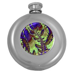 Freaky Friday, Blue Green Round Hip Flask (5 Oz) by Fractalworld