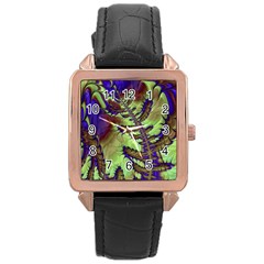 Freaky Friday, Blue Green Rose Gold Leather Watch 