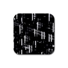 Black And White Neon City Rubber Square Coaster (4 Pack)  by Valentinaart