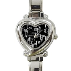 Black And White Neon City Heart Italian Charm Watch by Valentinaart