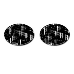 Black And White Neon City Cufflinks (oval) by Valentinaart