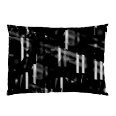 Black And White Neon City Pillow Case by Valentinaart