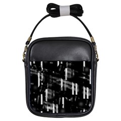 Black And White Neon City Girls Sling Bags by Valentinaart