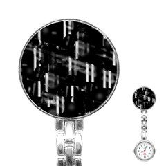 Black And White Neon City Stainless Steel Nurses Watch by Valentinaart