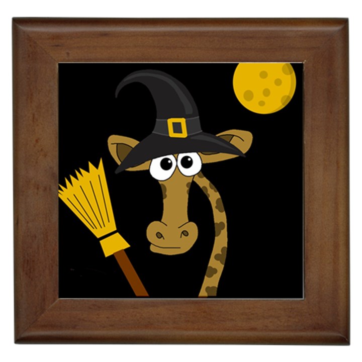 Halloween giraffe witch Framed Tiles