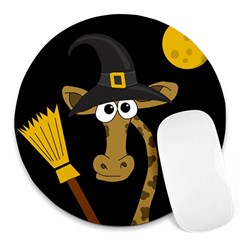 Halloween giraffe witch Round Mousepads