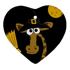 Halloween Giraffe Witch Ornament (heart)  by Valentinaart