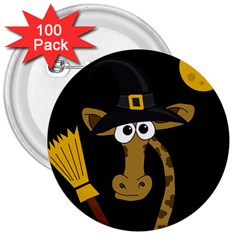 Halloween giraffe witch 3  Buttons (100 pack) 