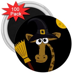 Halloween giraffe witch 3  Magnets (100 pack)