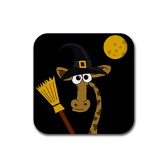 Halloween giraffe witch Rubber Coaster (Square) 