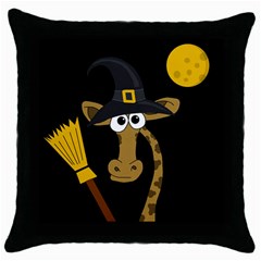 Halloween giraffe witch Throw Pillow Case (Black)