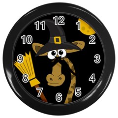 Halloween giraffe witch Wall Clocks (Black)