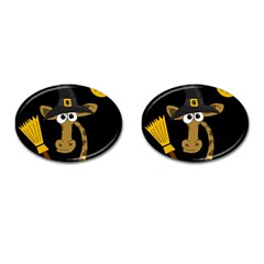 Halloween giraffe witch Cufflinks (Oval)