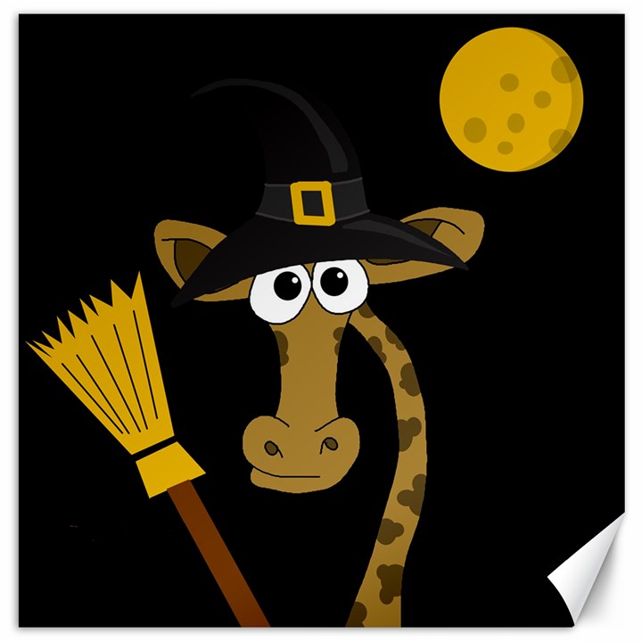 Halloween giraffe witch Canvas 16  x 16  