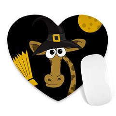 Halloween giraffe witch Heart Mousepads