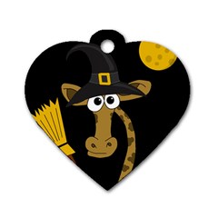 Halloween giraffe witch Dog Tag Heart (One Side)