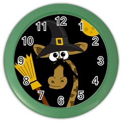 Halloween Giraffe Witch Color Wall Clocks by Valentinaart