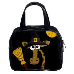 Halloween giraffe witch Classic Handbags (2 Sides)