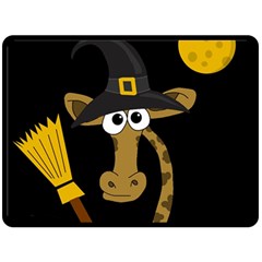 Halloween Giraffe Witch Fleece Blanket (large)  by Valentinaart