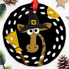 Halloween giraffe witch Ornament (Round Filigree) 