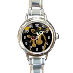 Giraffe Halloween Party Round Italian Charm Watch by Valentinaart