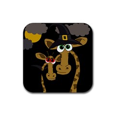 Giraffe Halloween Party Rubber Coaster (square)  by Valentinaart