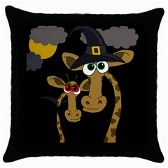 Giraffe Halloween Party Throw Pillow Case (black) by Valentinaart