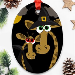 Giraffe Halloween Party Oval Ornament (two Sides) by Valentinaart