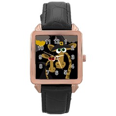 Giraffe Halloween Party Rose Gold Leather Watch  by Valentinaart