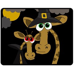 Giraffe Halloween Party Double Sided Fleece Blanket (medium)  by Valentinaart