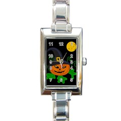 Halloween witch pumpkin Rectangle Italian Charm Watch