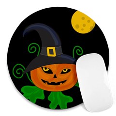 Halloween witch pumpkin Round Mousepads