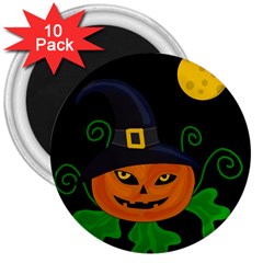 Halloween witch pumpkin 3  Magnets (10 pack) 