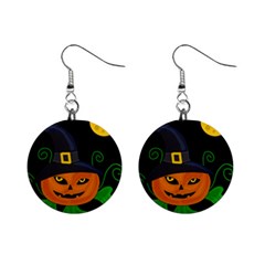 Halloween witch pumpkin Mini Button Earrings