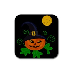 Halloween witch pumpkin Rubber Square Coaster (4 pack) 